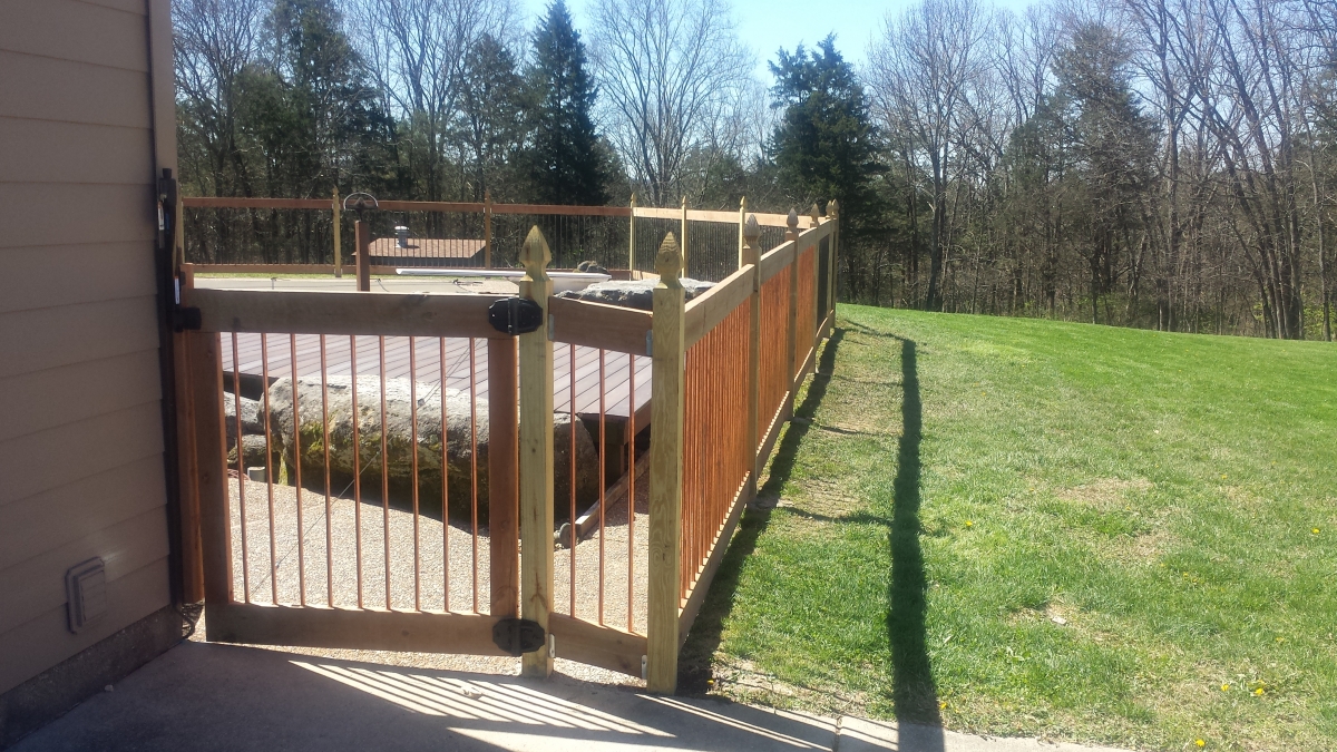Custom fence, copper pickets 